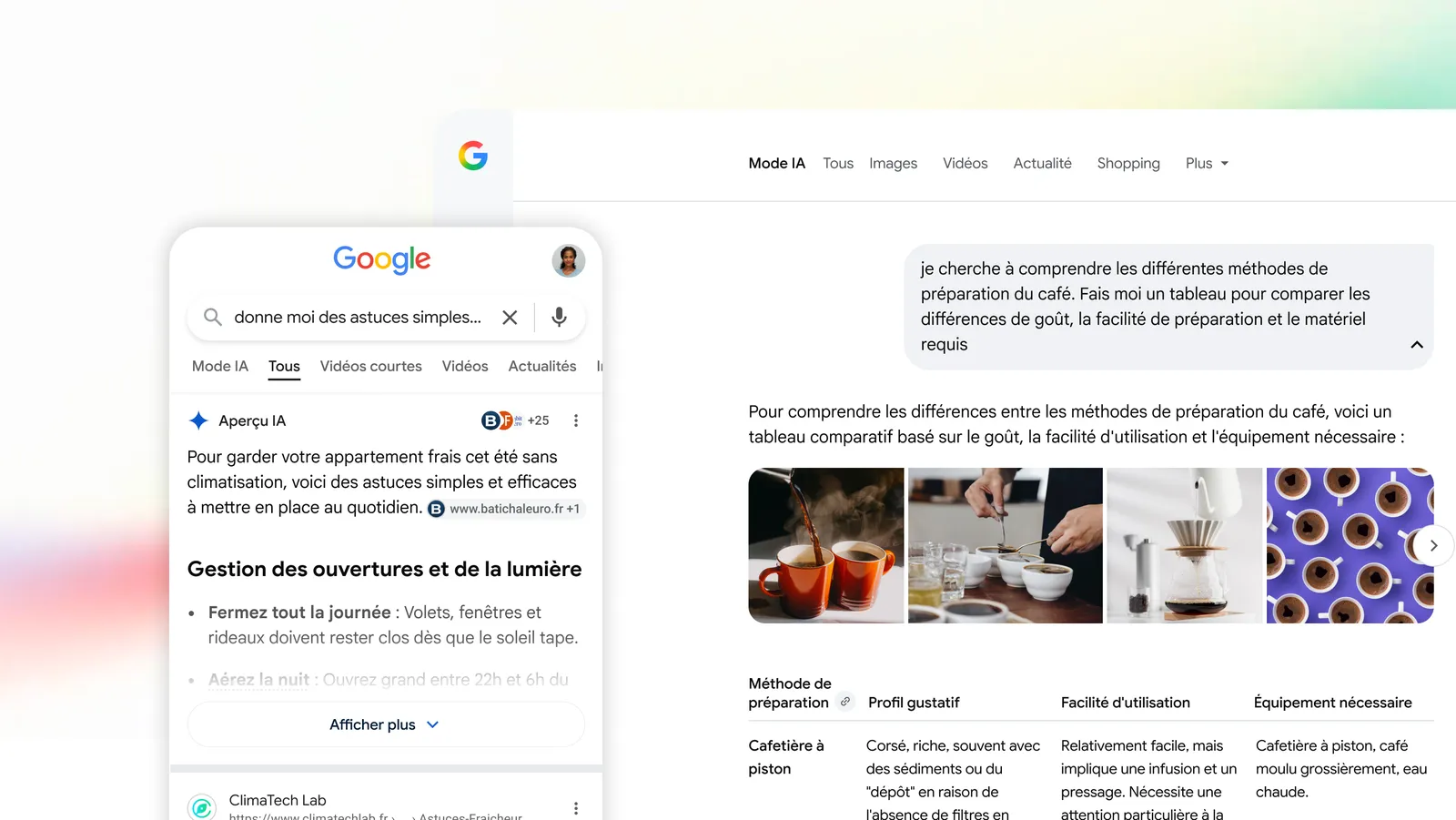 Recherche Google IA : Aperçu IA débarque en France